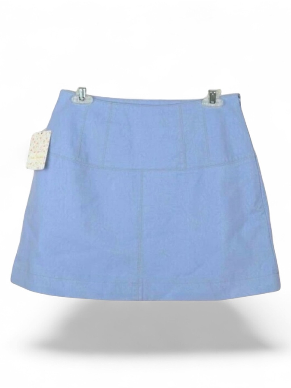 Free People Wisteria Suede Light Blue Cotton Blend Mini Skirt Size 8